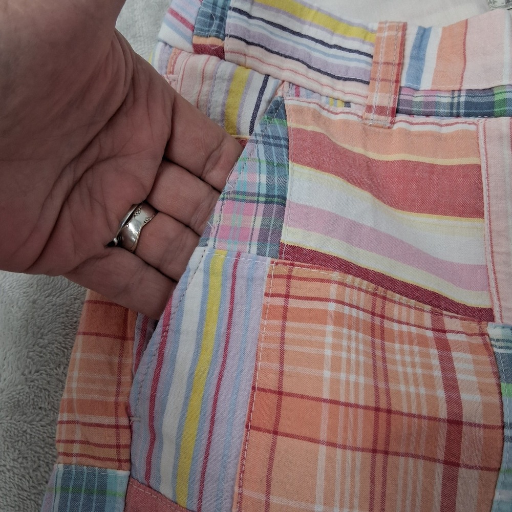 J.Crew Vintage Madras Plaid Patchwork Bermuda Shorts Wmns Pastel Sz 2 EUC Preppy - Picture 13 of 16